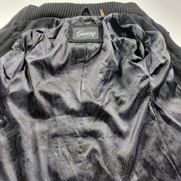 GUESS Wool Jacket S  Black Long Sleeve Zip/Toggle/Snap Closure Removable Hood - Picture 7 of 10